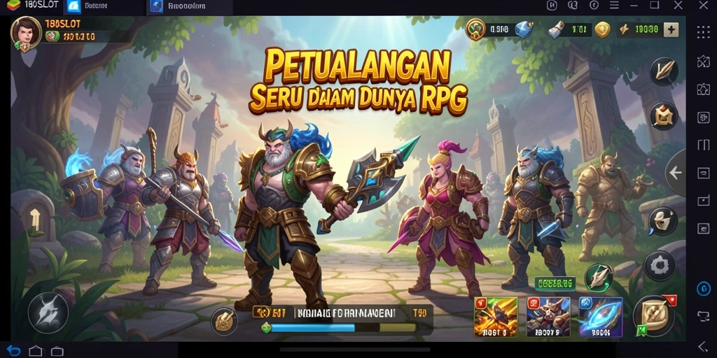 Tangkapan layar menampilkan gameplay seru di 180SLOT dengan pertarungan RPG yang intens.