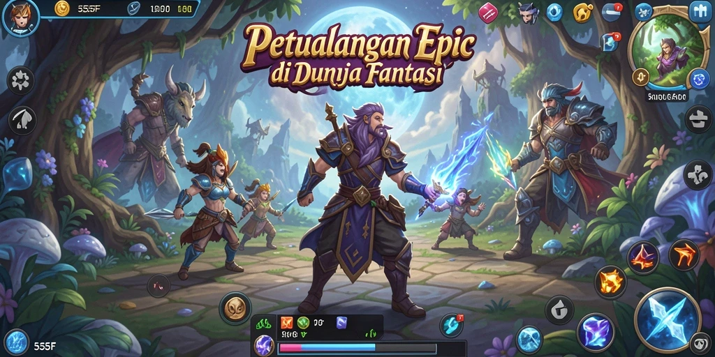 Screenshot gameplay 555F yang menampilkan pertarungan epik antara karakter.