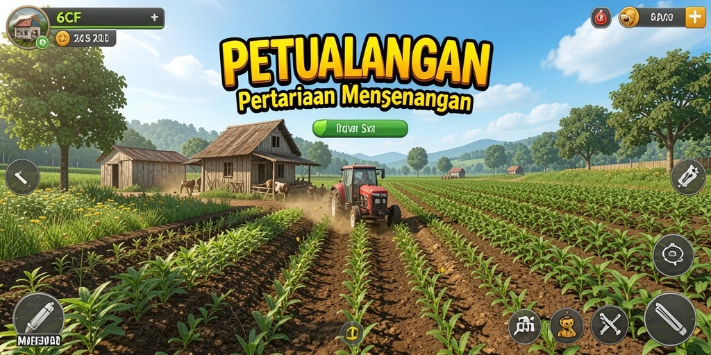 Tampilan gameplay di 6CF dengan petualangan pertanian yang seru.