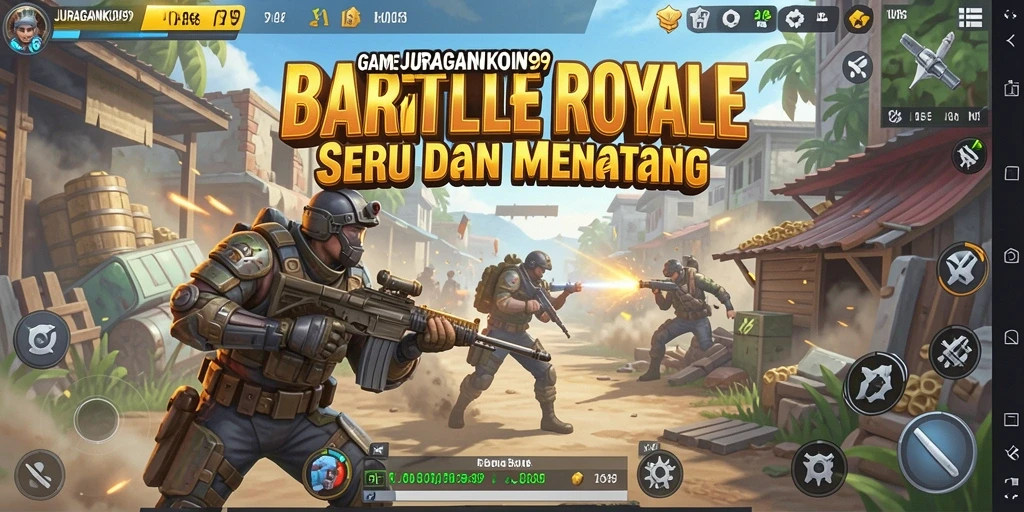 Tampilan gameplay Battle Royale JURAGANKOIN99 yang mendebarkan.