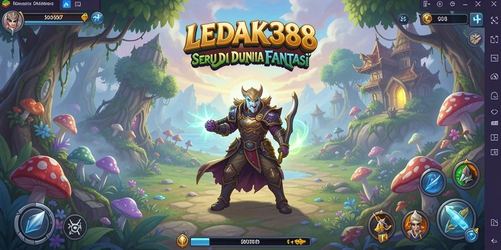 Screenshot gameplay LEDAK388 dengan karakter menjelajahi dunia fantastis.