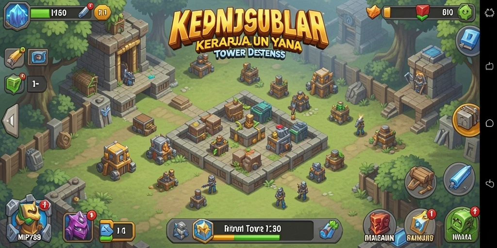 Tampilan utama gameplay <strong>MVP789</strong> menunjukkan aksi seru dalam pertempuran Tower Defense.