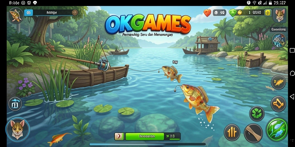 Gameplay seru memancing di laut dengan ikan beragam.