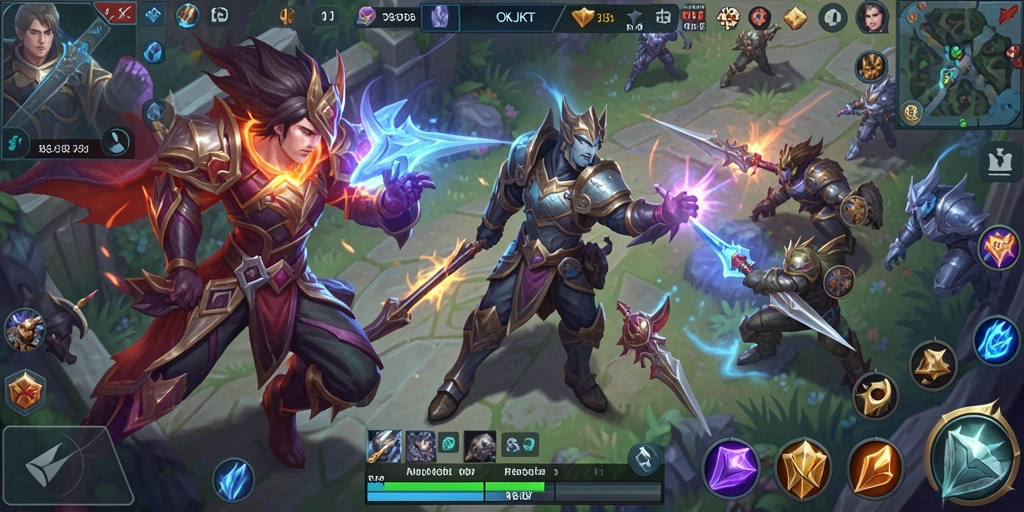 Screenshot OKJKT menampilkan aksi gameplay MOBA yang seru.