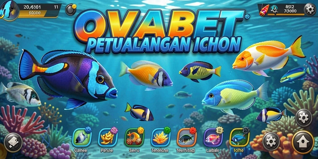Tampilan screenshot menunjukkan aksi seru menembak ikan di OVABET.