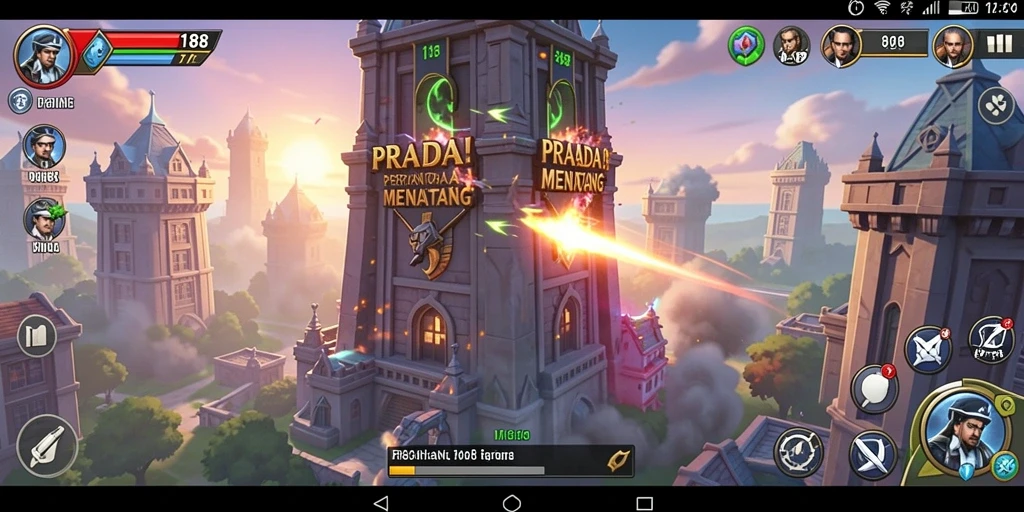 Tangkapan layar gameplay PRADA188 menampilkan pertahanan menara yang strategis.