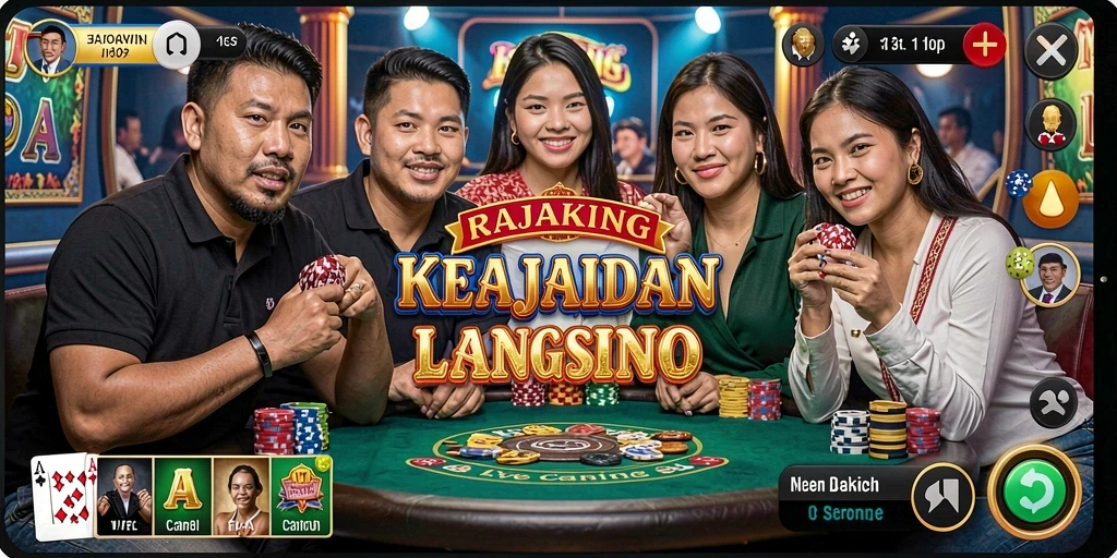 Screenshot gameplay Live Casino RAJAKING yang menampilkan dealer profesional dan interaksi pemain.