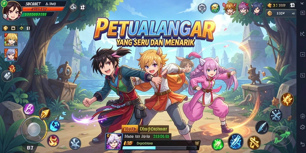 Tampilan gameplay seru dan penuh aksi dari SBOBET dengan karakter Anime.