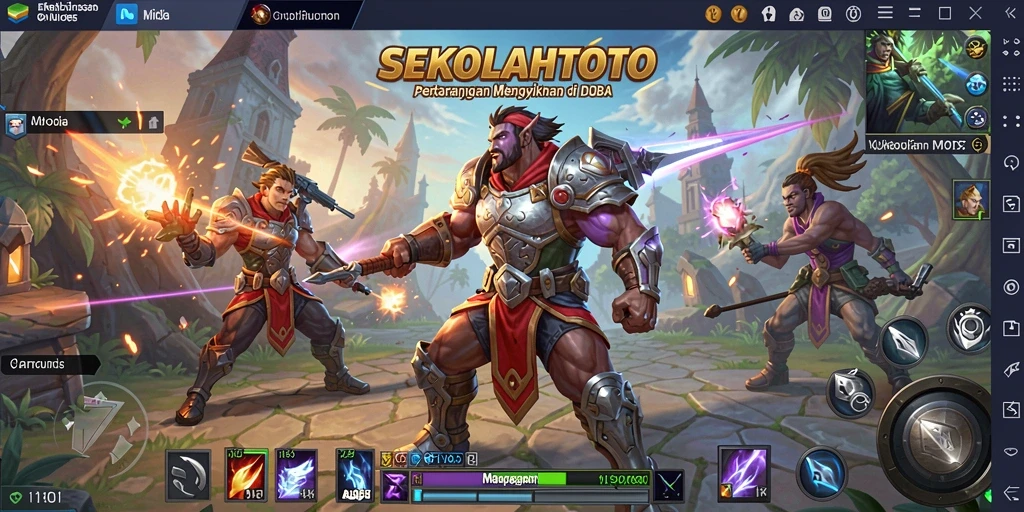 Screenshot <strong>SEKOLAHTOTO</strong> menampilkan pertempuran tim yang seru dan strategis.