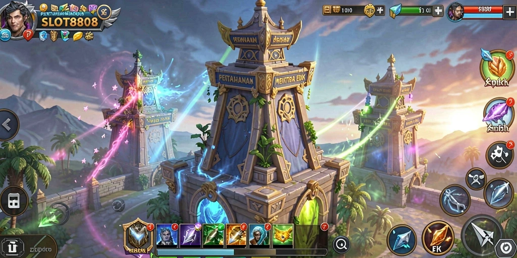Tampilan permainan SLOT8808 yang menantang dengan strategi Tower Defense.