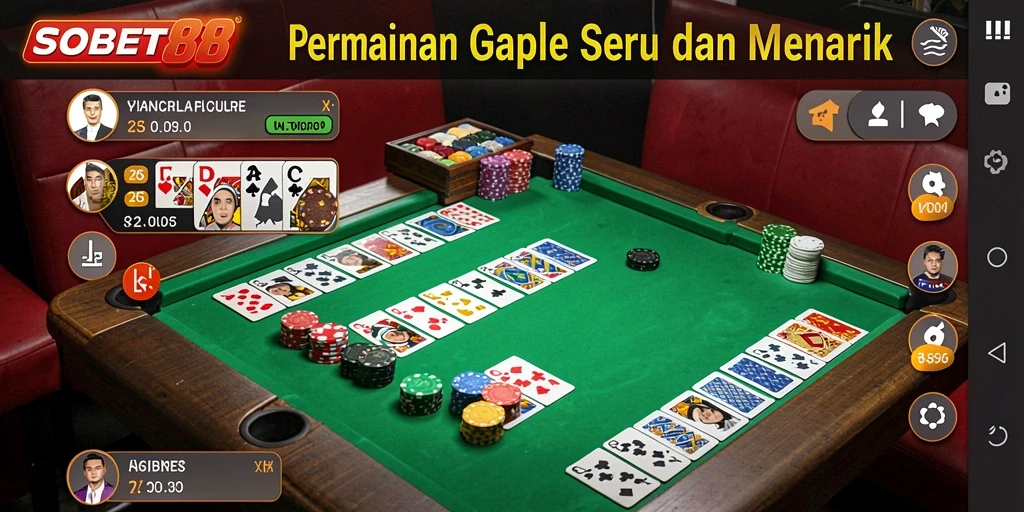 Screenshot utama gameplay Gaple di SOBET88 yang seru