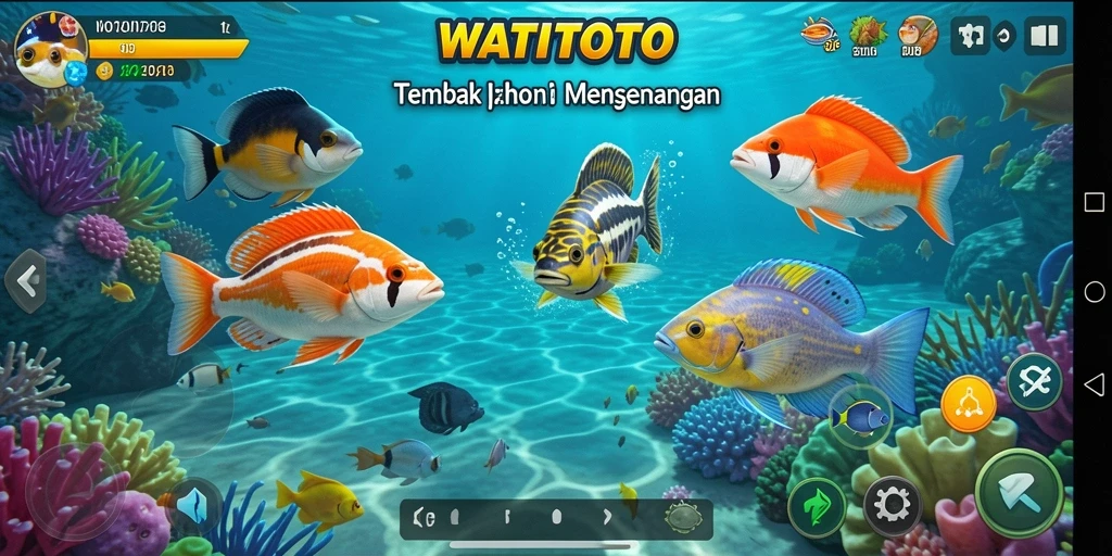 Tampilan screenshot WATITOTO menampilkan aksi seru dalam permainan Tembak Ikan.